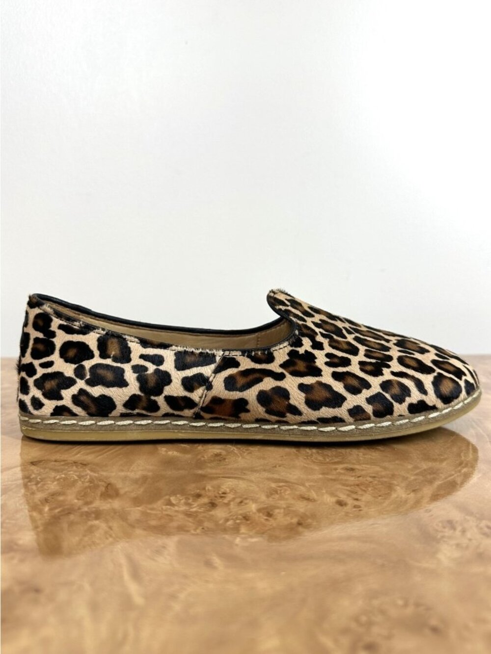 Charix Leopard Calf Hair Slip On Shoes EU 39.5 US 9 Artisan Loafers